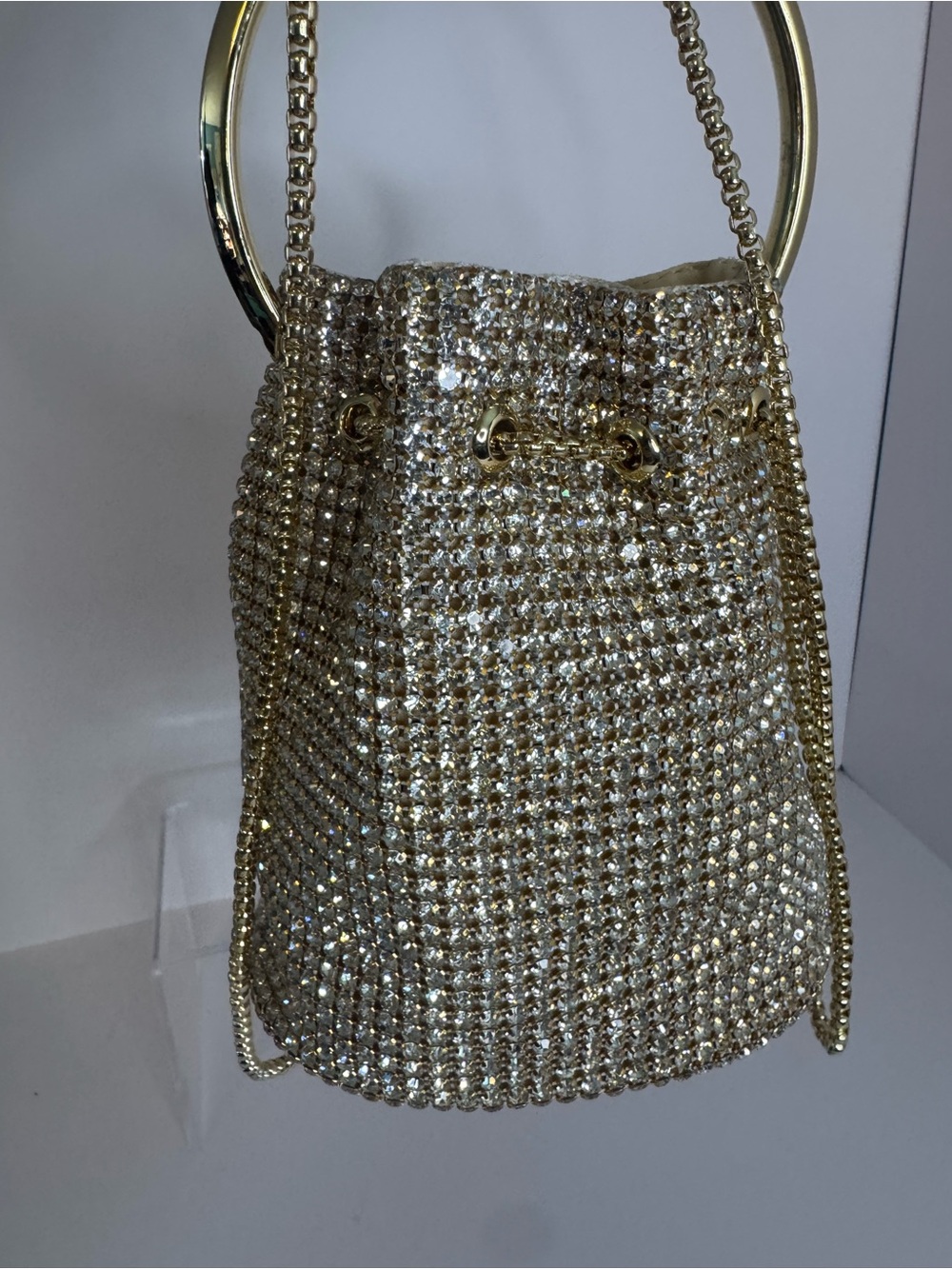 #387 Madison West Zafira Rhinestone Two-Way Bucket Evening Bag - Picture 6 of 15